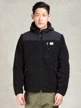 Penfield Black Carson Hooded Pile Fleece Jacket